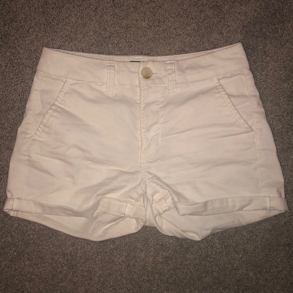 American Eagle White HighRise Stretchy Jean Shorts